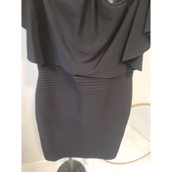 TADASHI SHOJI - CRYSTAL PINTUCK JERSEY HALTER Dress Size Medium Women's - Picture 3 of 5